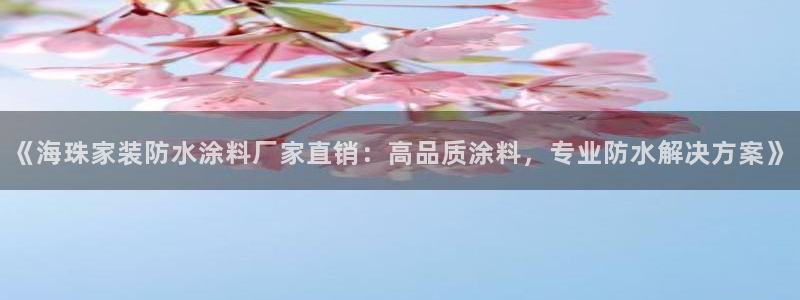 和记AG：《海珠家装防水涂料厂家直销：高品质涂料，专业防水解决方案》